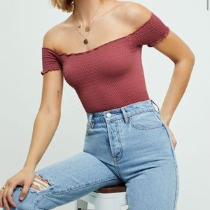 Free people off the shoulder shapely ruched top